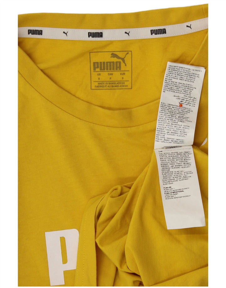 PUMA T-shirt court surdimensionné pour femme UK 10 Petit coton jaune