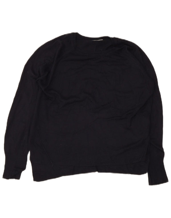 Zara Womens Boat Neck Jumper Sweater UK 10 Small Navy Blue