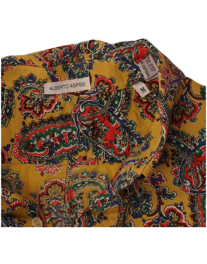 Alberto Aspesi Chemise à Manches Courtes Homme Jaune Moyen Paisley Coton