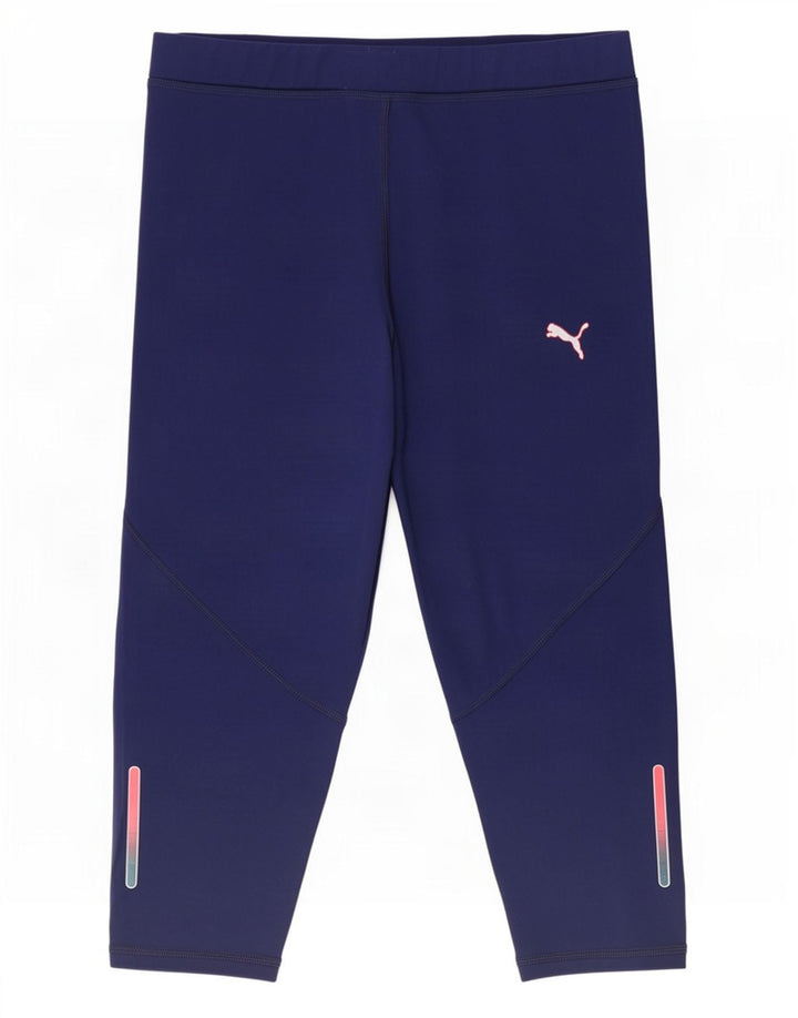 Puma Legging Capri Femme UK 10 Petit Bleu Marine Polyester