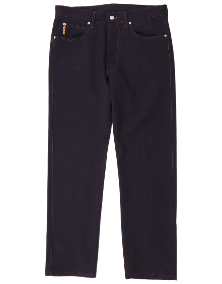 Armani Pantalon décontracté droit pour homme W36 L33 Bleu marine Polyester