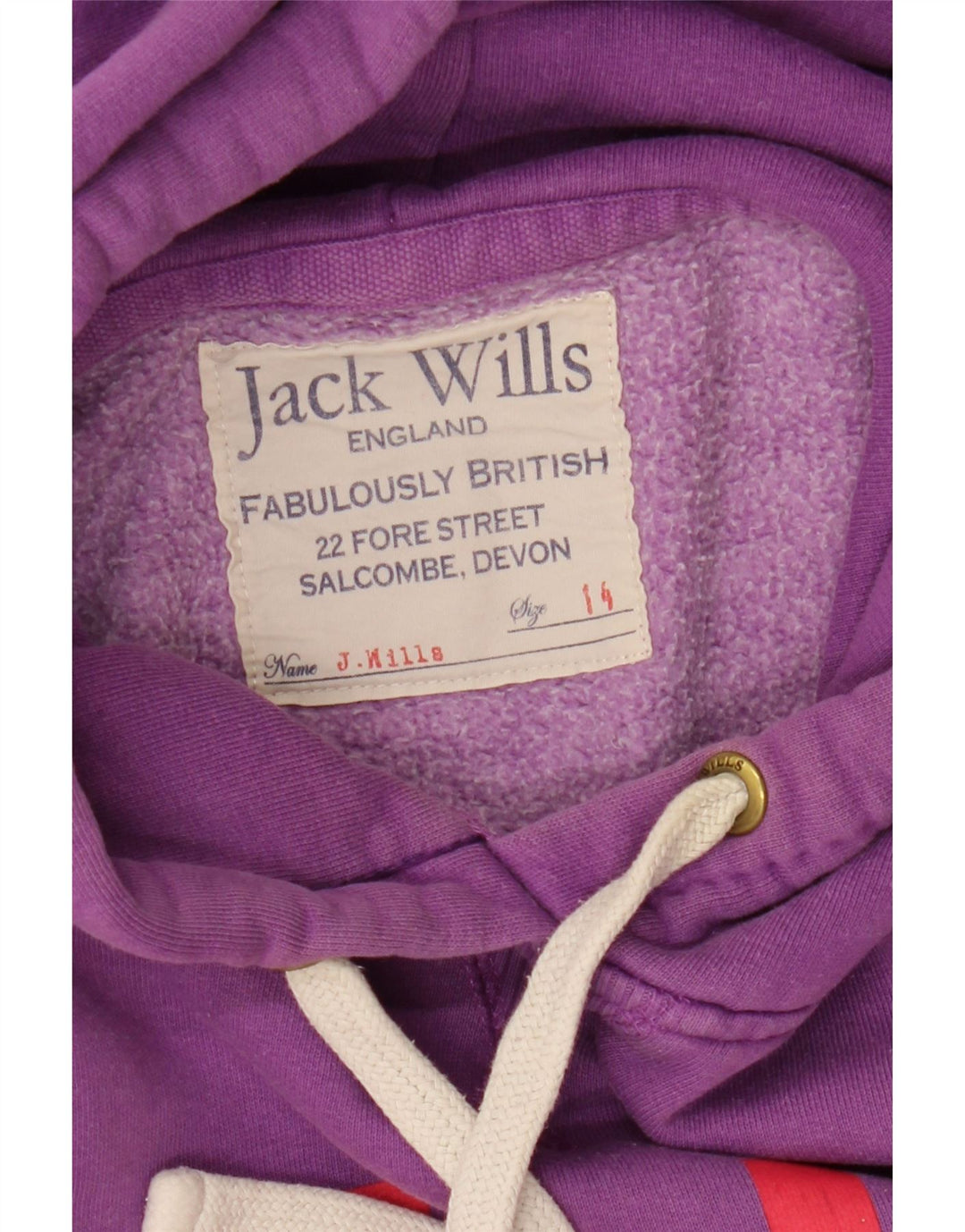 JACK WILLS Pull à capuche graphique pour femme UK 14 Large Violet