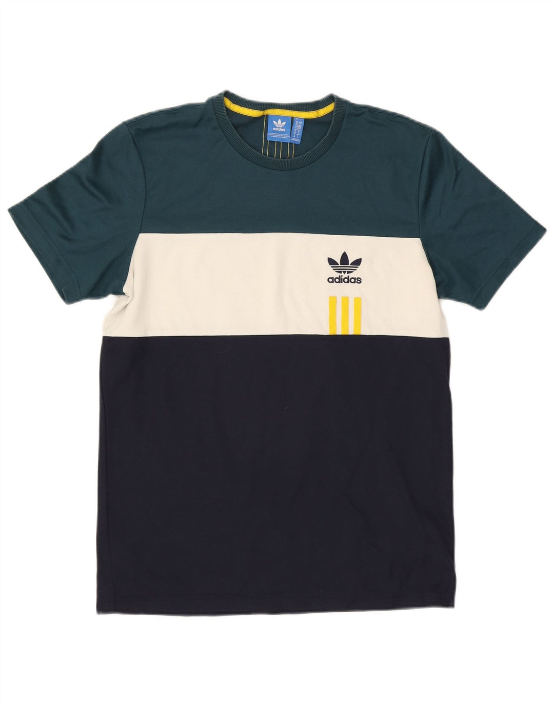 Adidas Homme T-Shirt Top Medium Multicolore Colourblock Coton