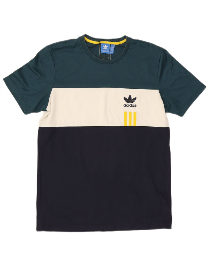 Adidas Homme T-Shirt Top Medium Multicolore Colourblock Coton