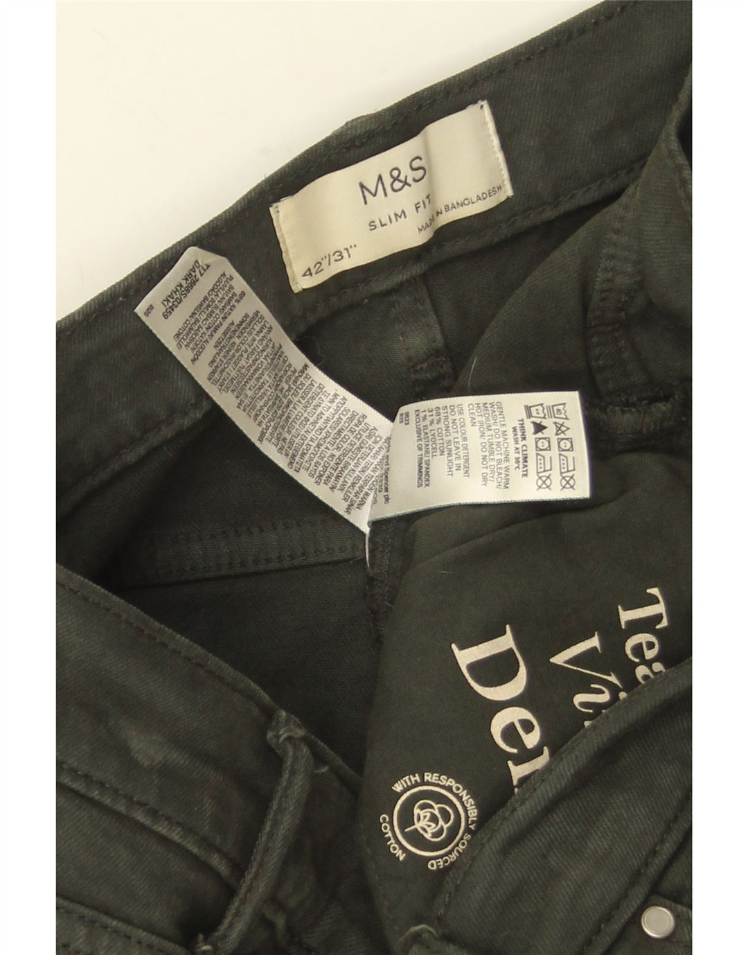 Marks & Spencer Jean Slim Homme W42 L31 Coton Vert