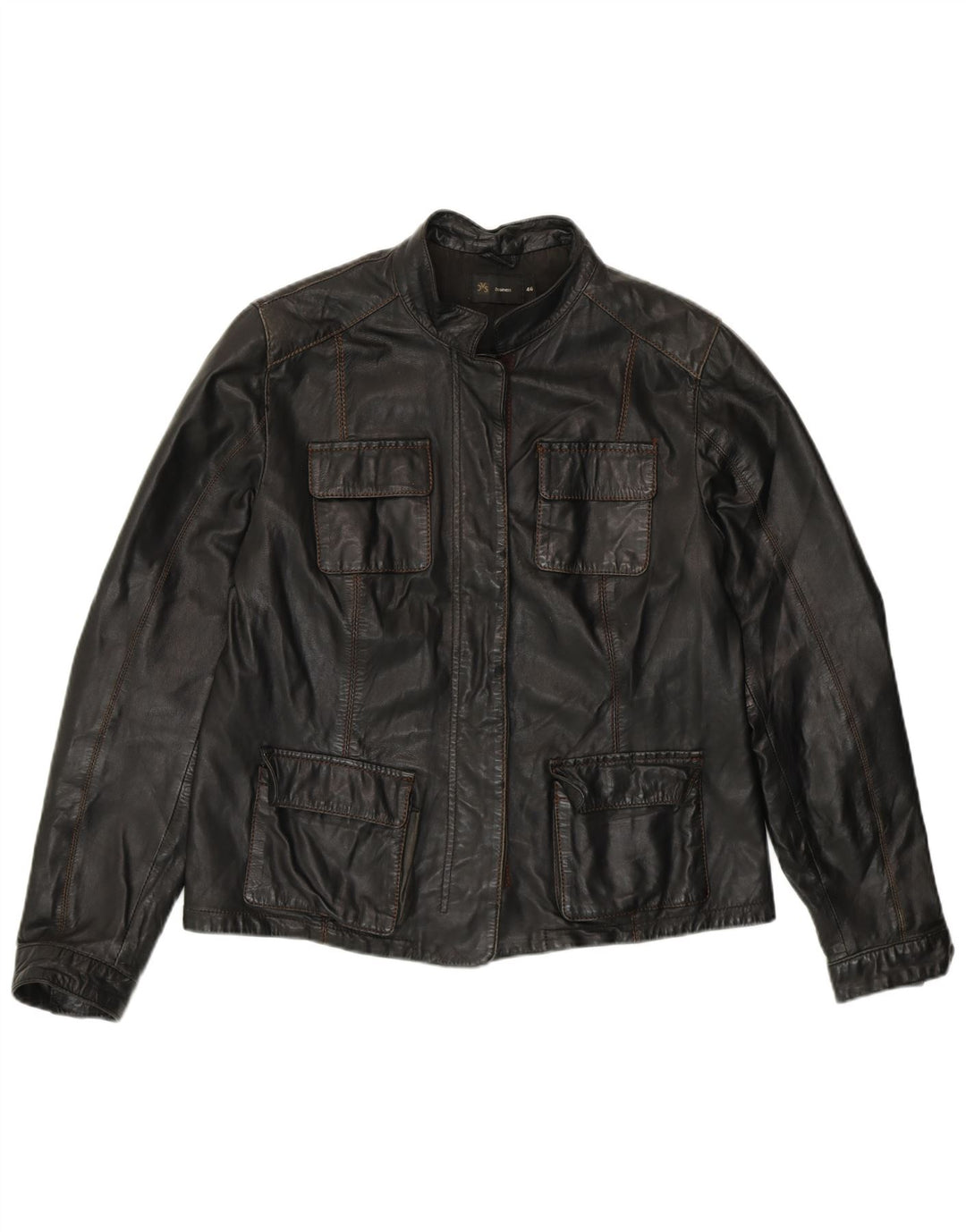 OVS Veste en Cuir Femme IT 46 Grand Cuir Noir