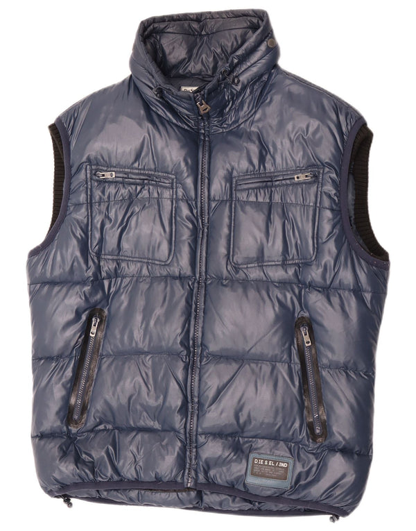 Diesel Gilet rembourré à capuche pour homme UK 46 2XL Bleu marine Nylon