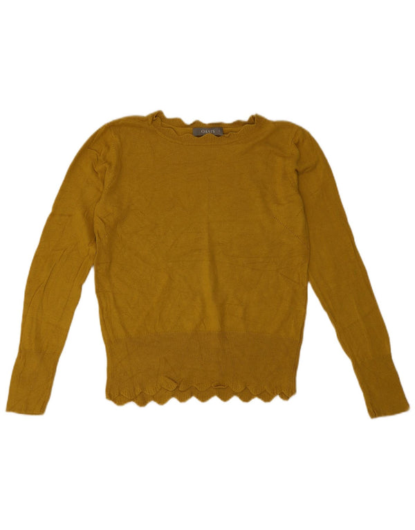 Oasis Pull col bateau pour femme UK 10 Small Jaune Viscose