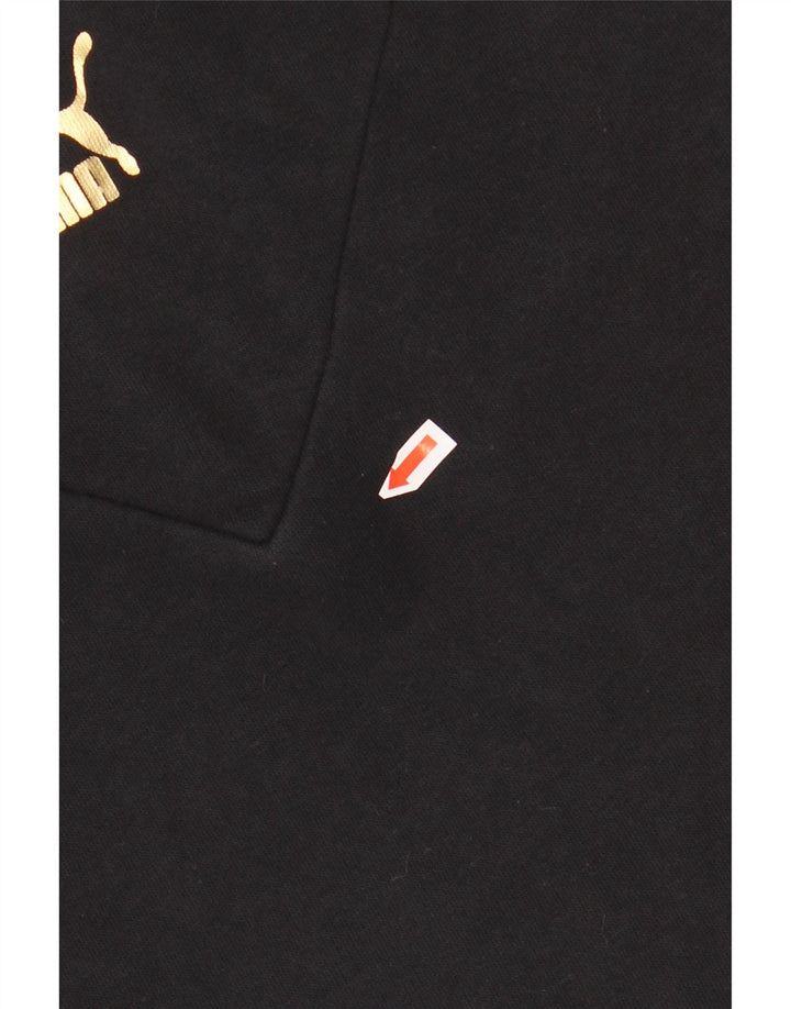 PUMA Pull à capuche court graphique pour fille 11-12 ans Noir Colorblock Coton