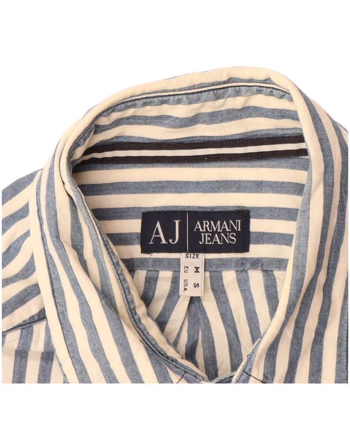 ARMANI JEANS Chemise Homme Bleu Moyen En Coton À Fines Rayures