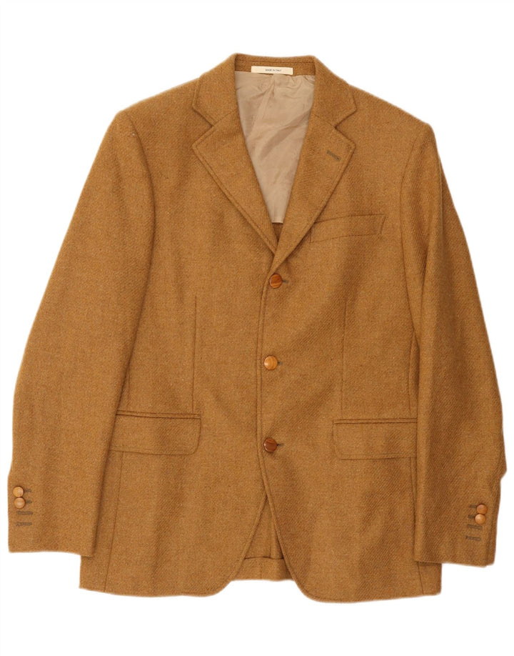 vintage Homme 3 Bouton Blazer Veste IT 48 Laine Beige Moyen