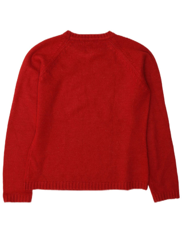 Zara Pull ras du cou pour femme UK 14 Grand Acrylique Rouge