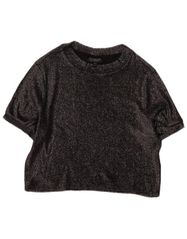 Topshop Chemisier court pour femme UK 44 Large Noir Viscose