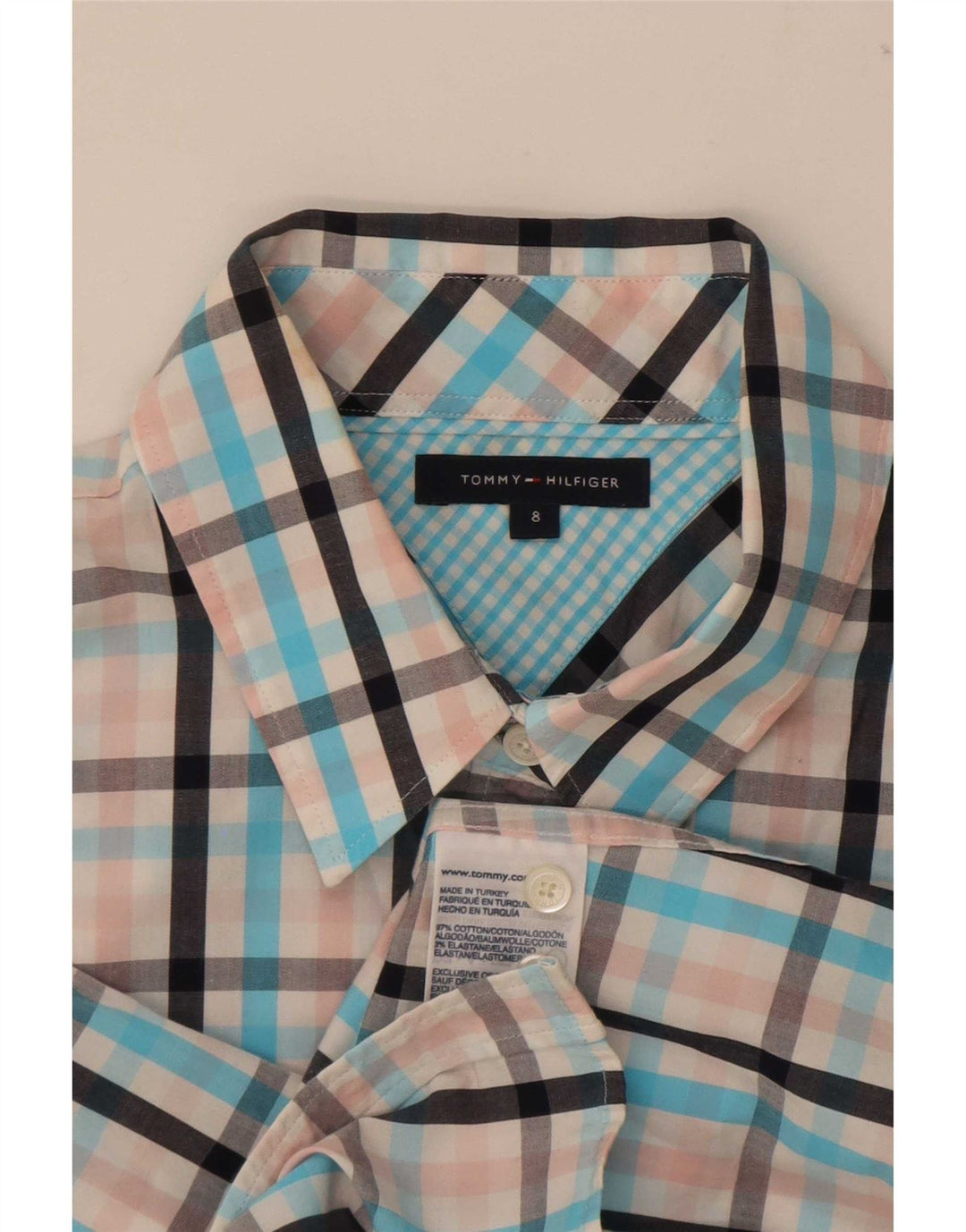 Tommy Hilfiger Chemise à manches courtes pour femme US 8 Medium Vichy multicolore