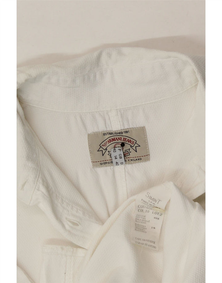 ARMANI JEANS Womens Shirt UK 14 Medium White Cotton Vintage Armani Jeans and Second-Hand Armani Jeans from Messina Hembry 
