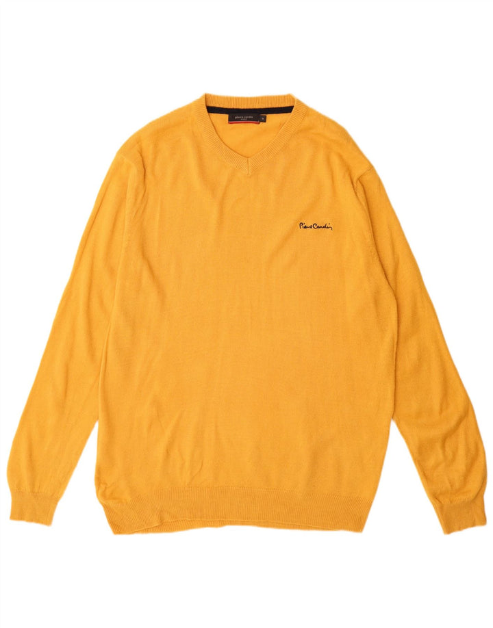 Pierre Cardin Pull Col V Homme Acrylique Jaune Moyen