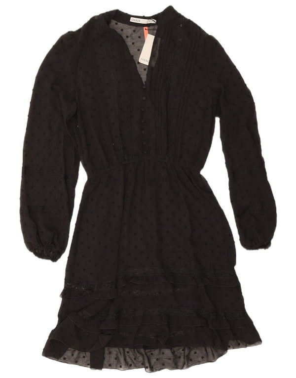 Oasis Robe à manches longues pour femme UK 8 Small Noir à pois