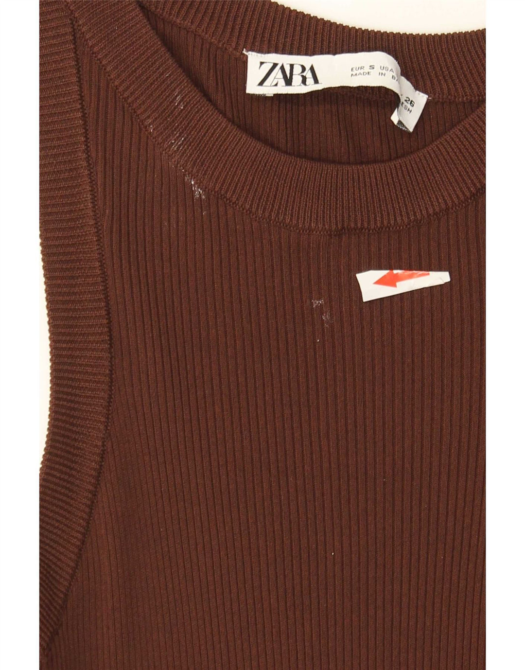 Zara Femme Débardeur UK 8 Small Marron Viscose