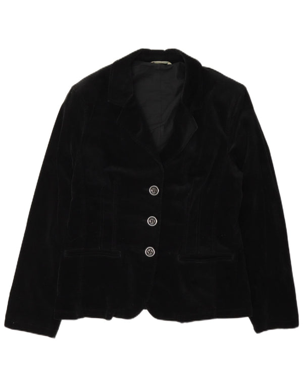 Marks & Spencer Veste blazer en velours à 3 boutons pour femme UK 14 Noir moyen