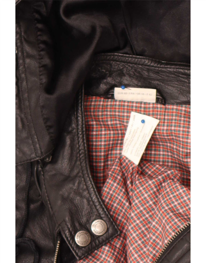 Street One Veste en cuir à capuche pour femme UK 14 Cuir noir moyen