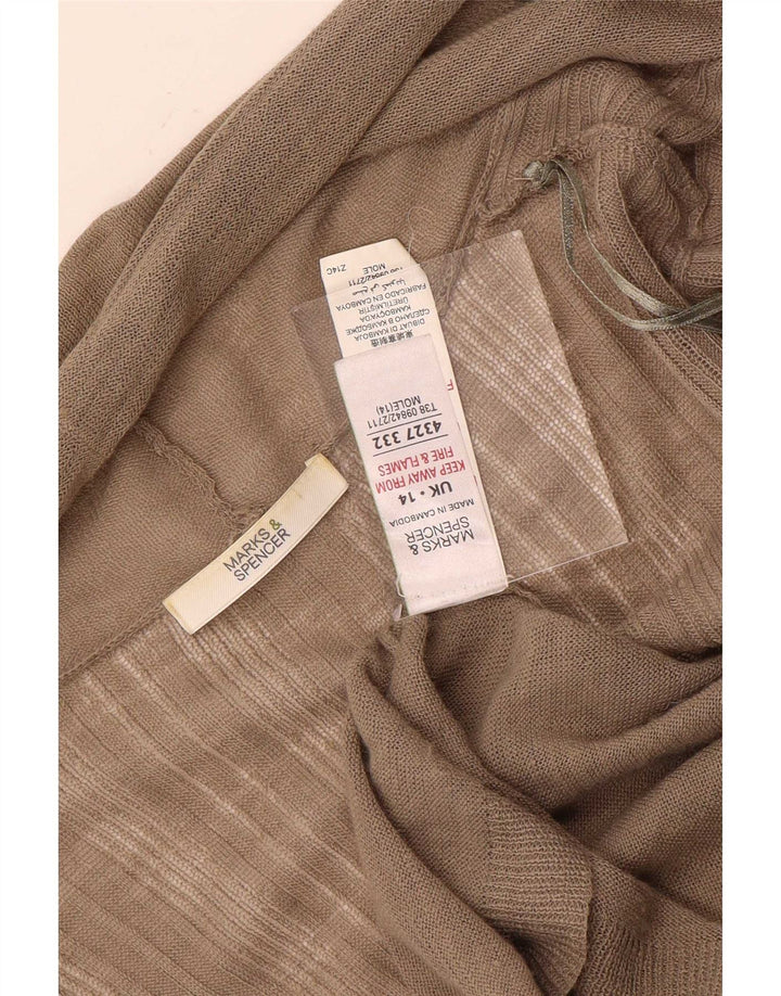 Marks & Spencer Pull cardigan ouvert long pour femme UK 14 Marron moyen