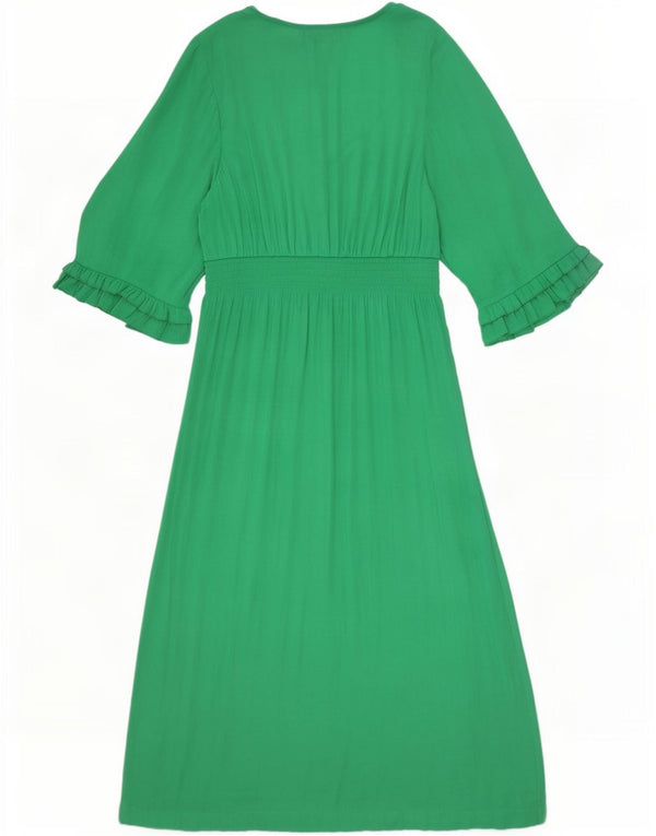 Scotch & Soda Robe Maxi à Manches 3/4 pour Femme UK 44 Vert Moyen Polyester
