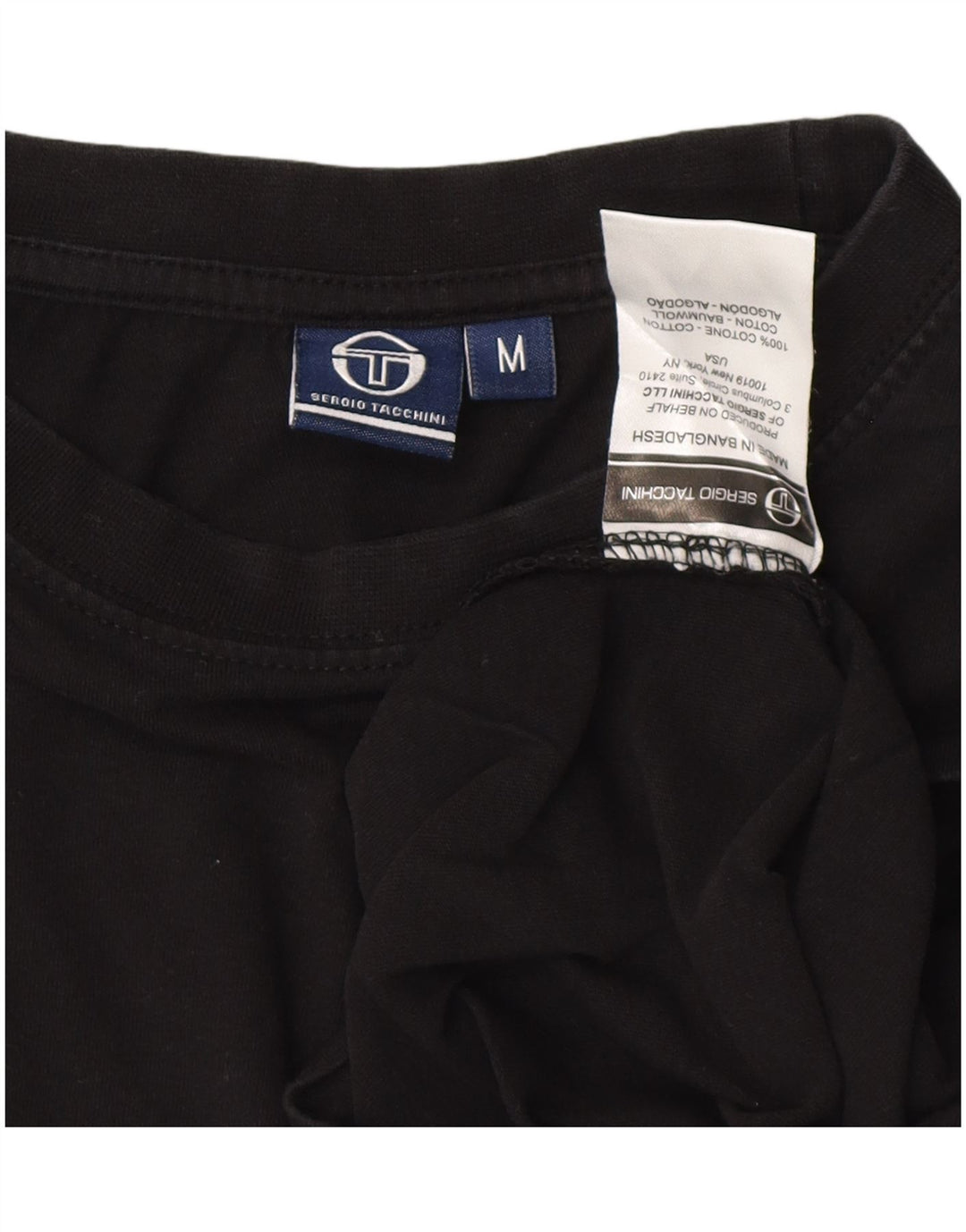 SERGIO TACCHINI T-Shirt Femme Top UK 14 Moyen Noir Coton