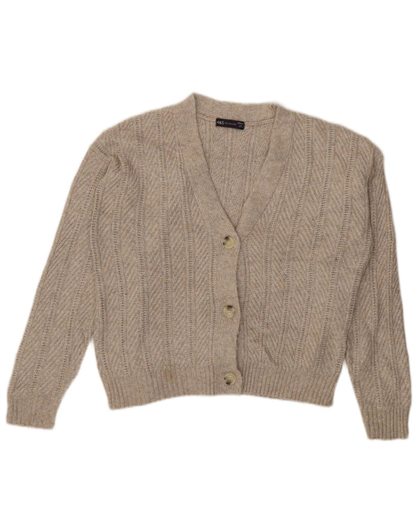 Marks & Spencer Pull cardigan court pour femme UK 14 Polyester beige moyen