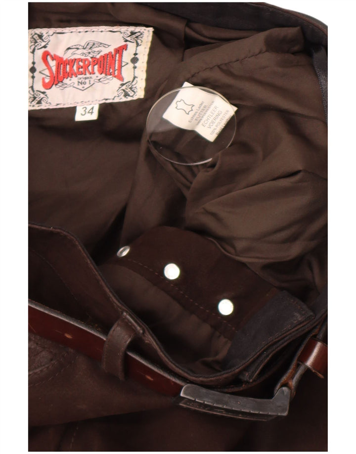Stockerpoint Pantalon droit en cuir pour homme W34 L32 Cuir marron
