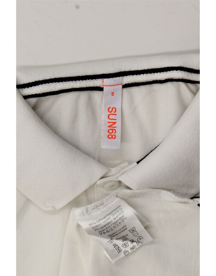 SUN68 Polo Homme Petit Coton Taché Blanc