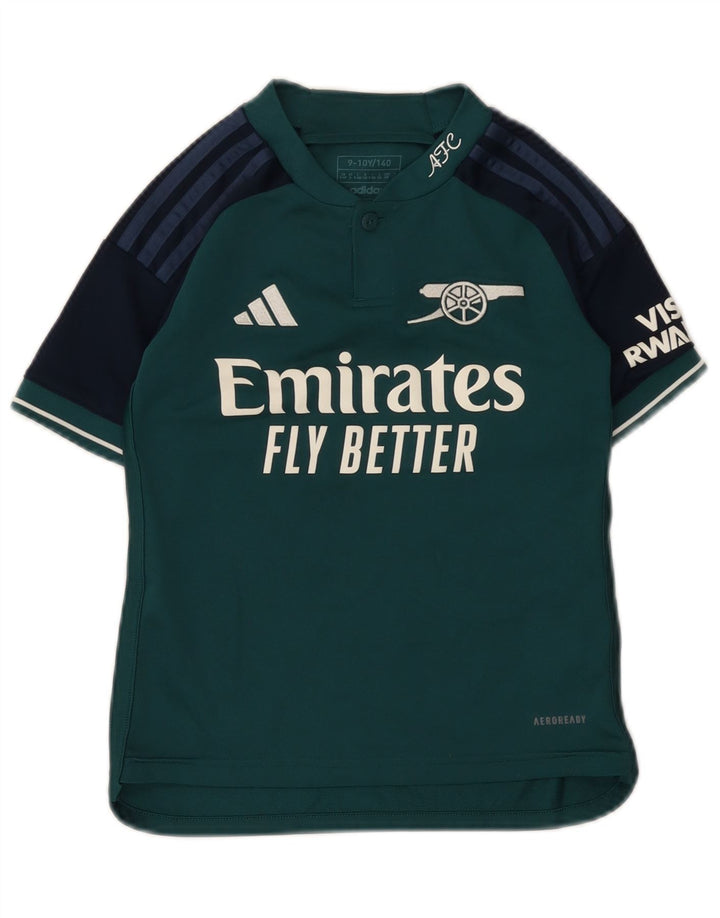 ADIDAS Garçons Fly Emirates Graphic T-Shirt Top 9-10 ans Vert Colorblock