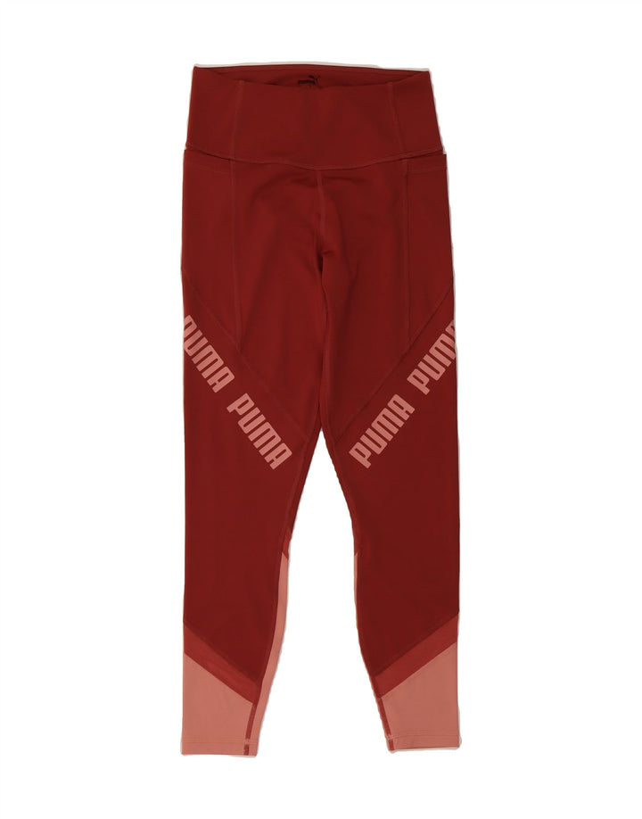 PUMA Womens Graphic Leggings UK 10 Small  Red Colourblock Polyester Vintage Puma and Second-Hand Puma from Messina Hembry 