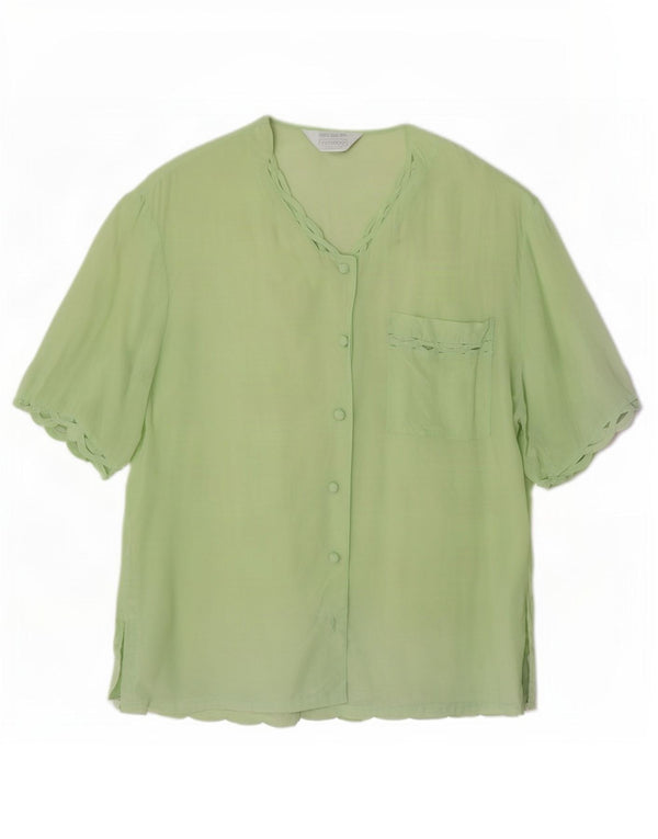 Coocoon Chemisier à manches courtes pour femme UK 46 Grande soie verte