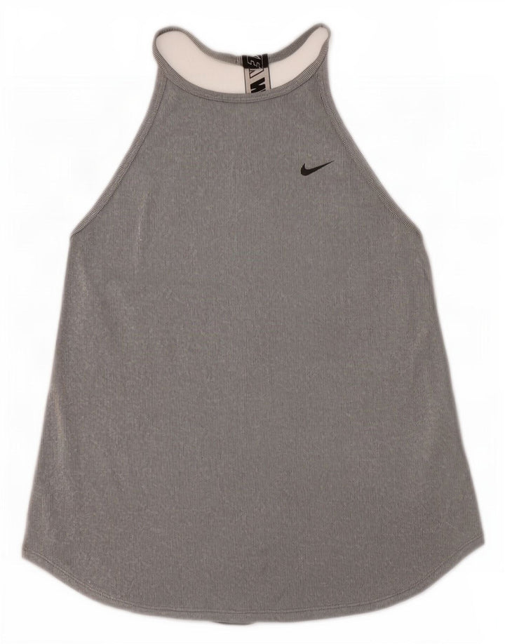 Nike Womens Dri Fit Graphic Débardeur UK 8 Petit Gris Colorblock Polyester
