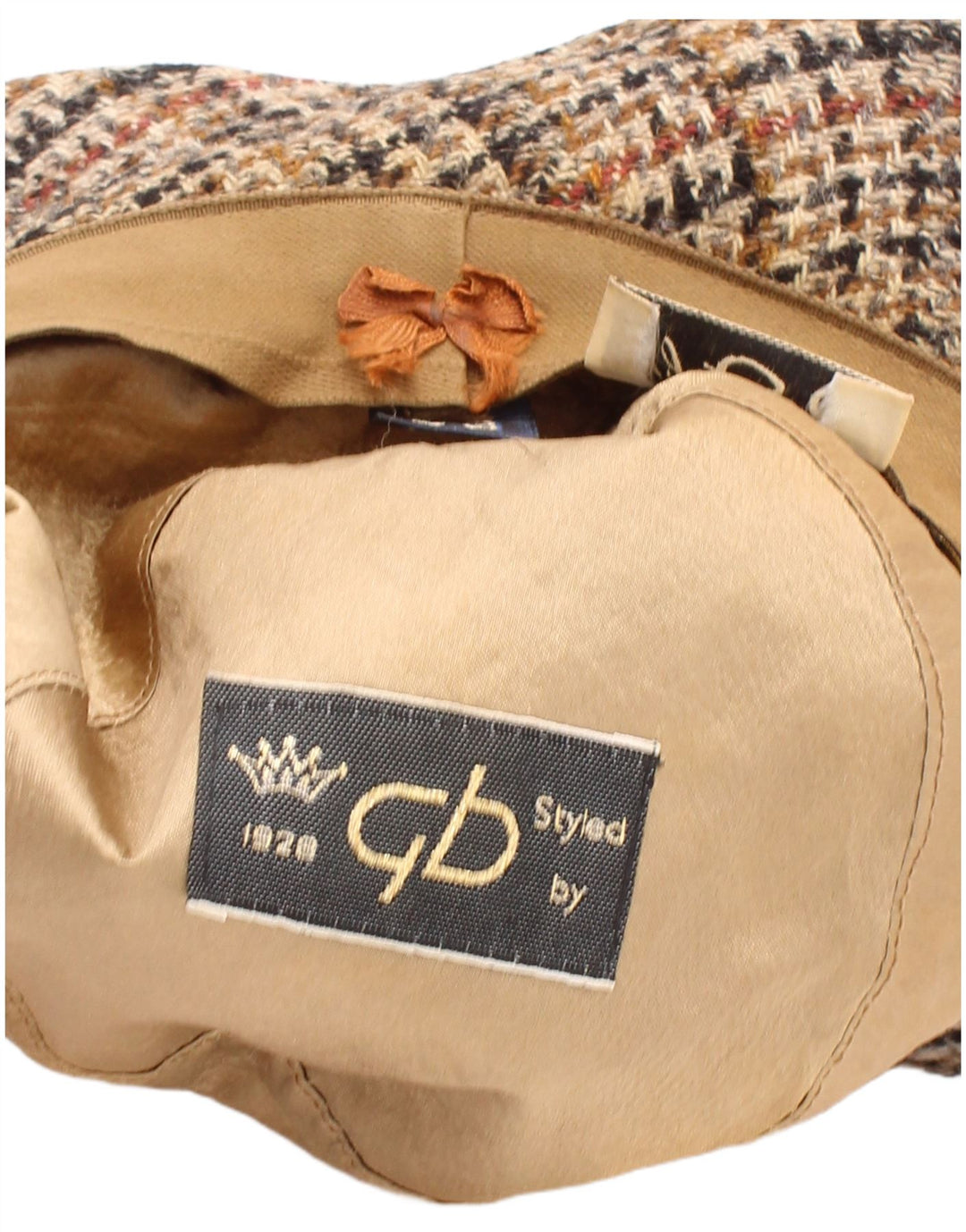 vintage Mens Bucket Hat Grand Beige Pied-de-Poule Classique