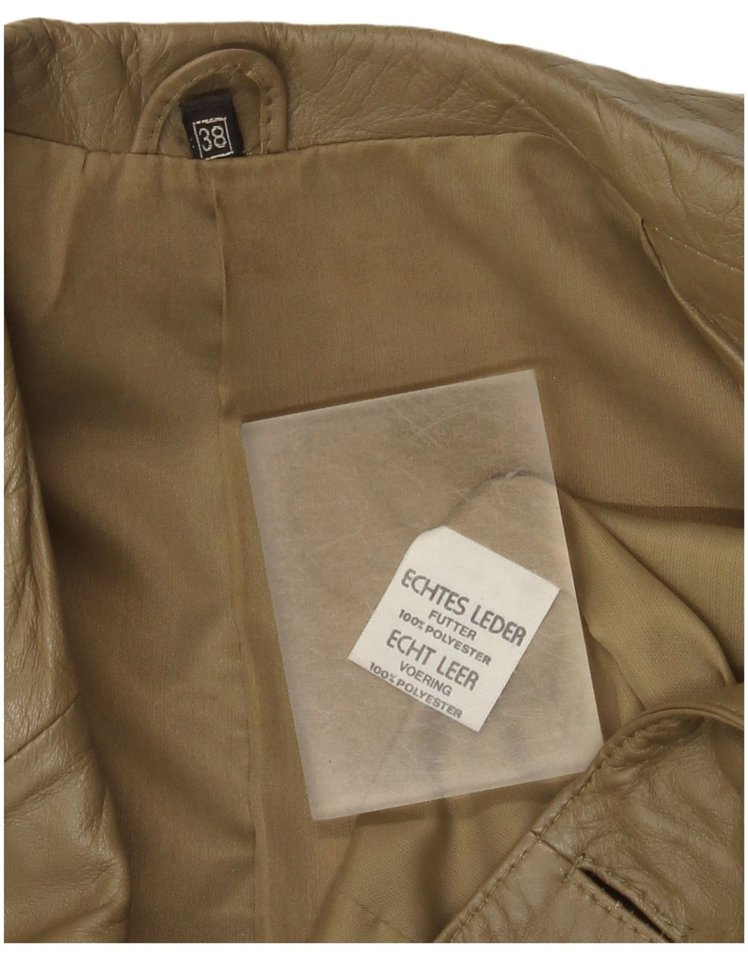 Veste en cuir surdimensionnée femme vintage IT 38 XS Cuir kaki