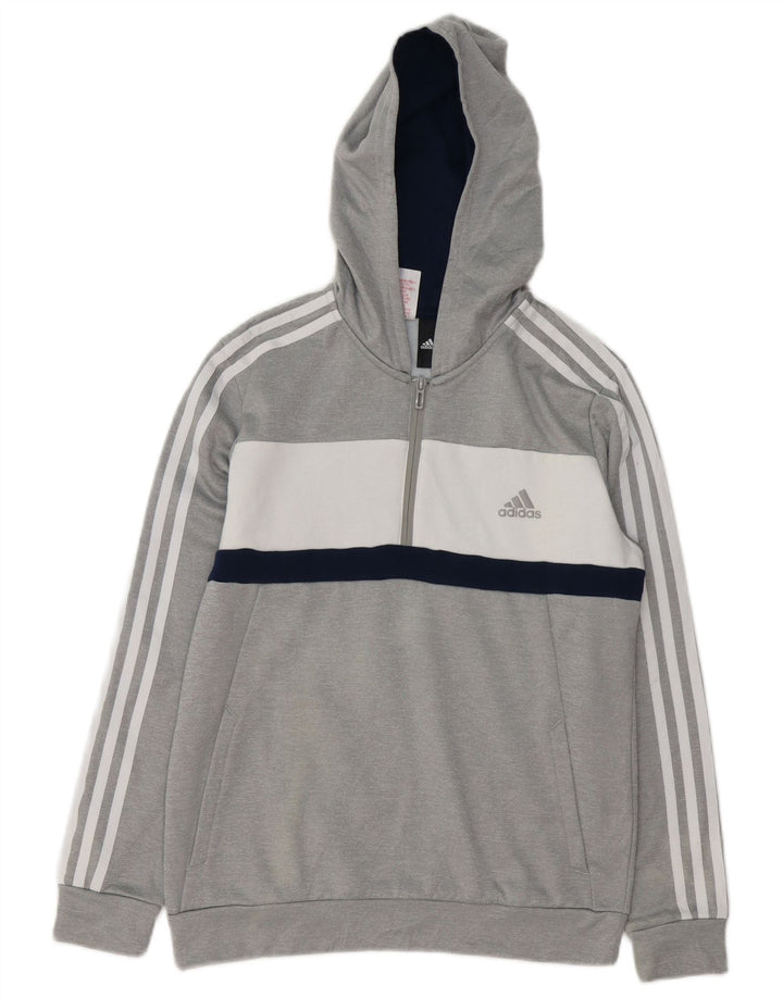ADIDAS Pull à capuche zippé pour garçon 13-14 ans Gris Colorblock Polyester