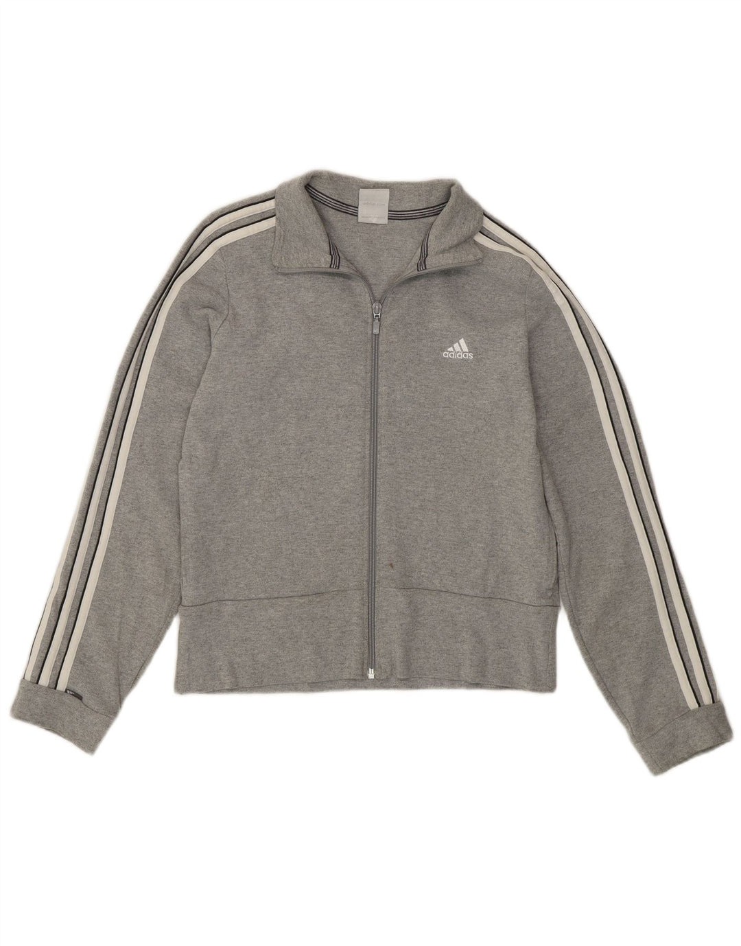Adidas Femmes Crop Survêtement Top Veste UK 12 Gris Moyen Coton