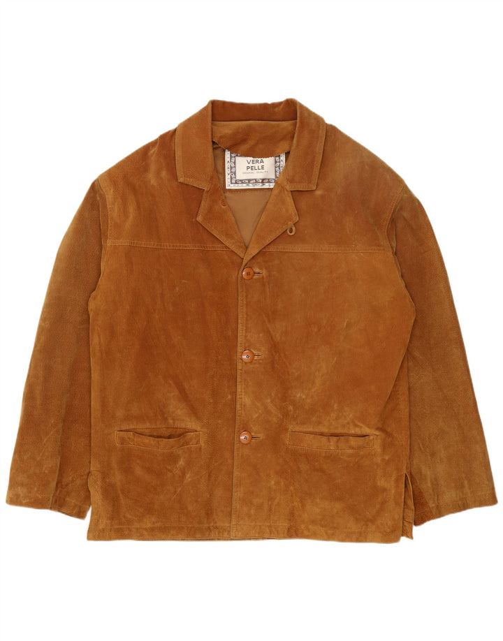 veste en daim homme vintage IT 46 petit cuir beige