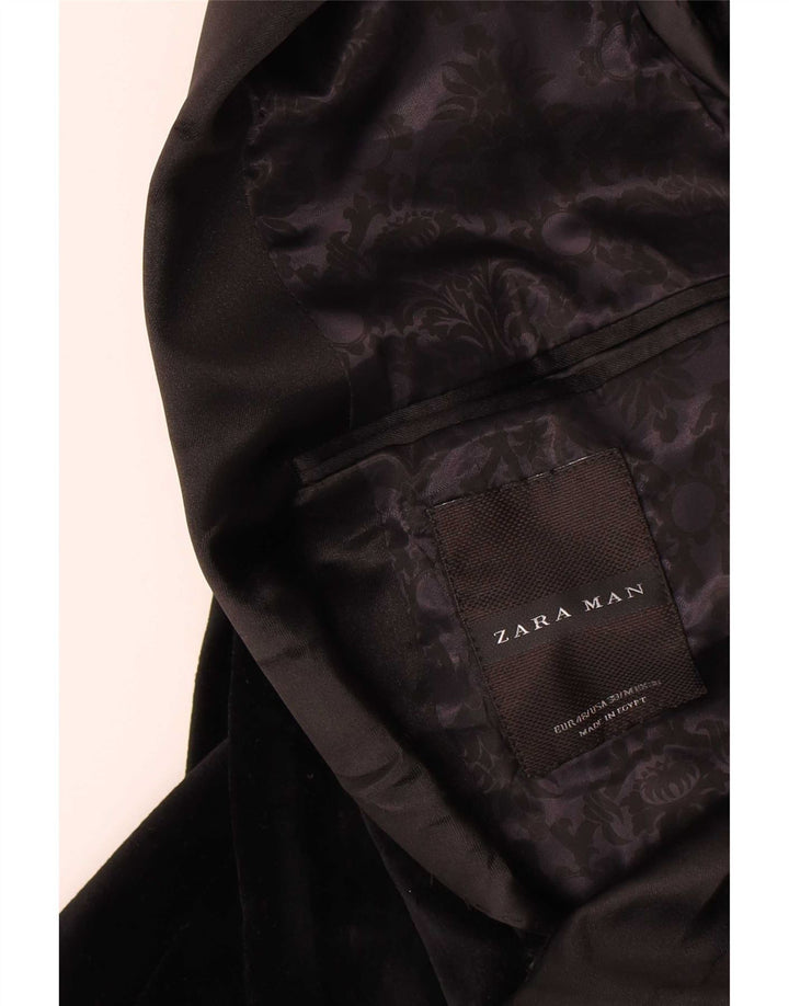 Zara Veste Blazer 2 Boutons Homme EU 48 Coton Noir Moyen