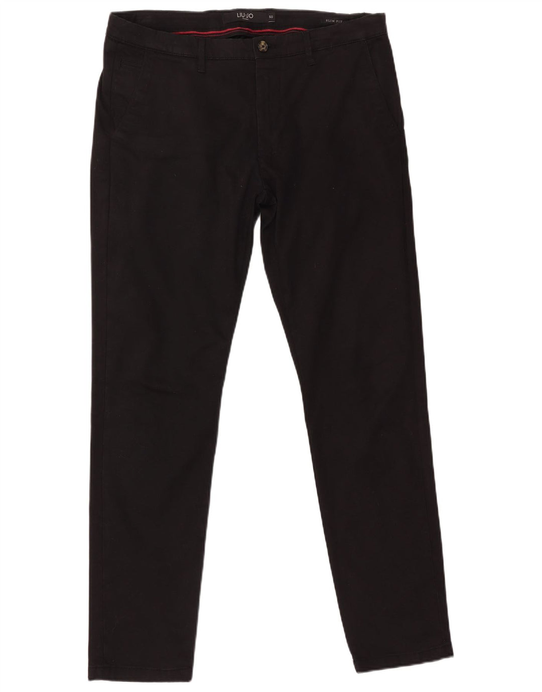 LIU JO Pantalon Chino Coupe Slim Uomo Homme IT 50 Large W36 L32 Coton Noir
