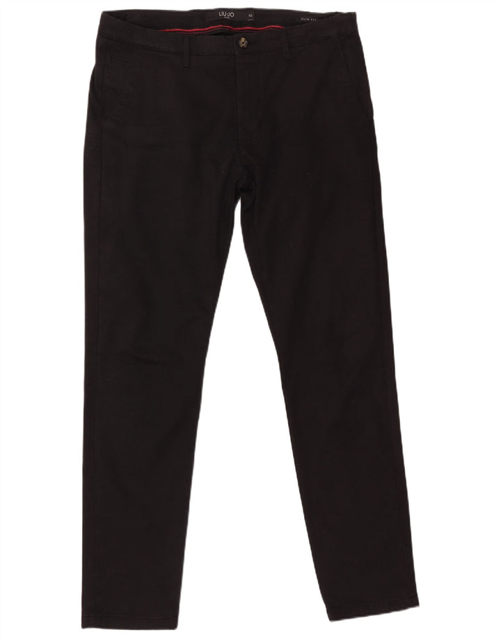 LIU JO Pantalon Chino Coupe Slim Uomo Homme IT 50 Large W36 L32 Coton Noir