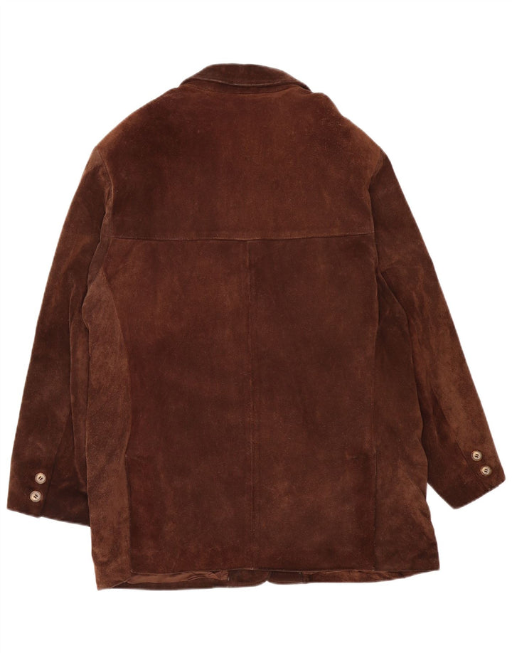 veste coupe-vent surdimensionnée femme vintage UK 14 Cuir brun moyen