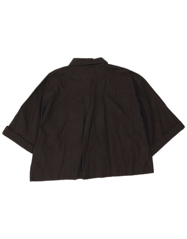 Zara Chemise courte à manches courtes pour femme UK 18 XL Noir
