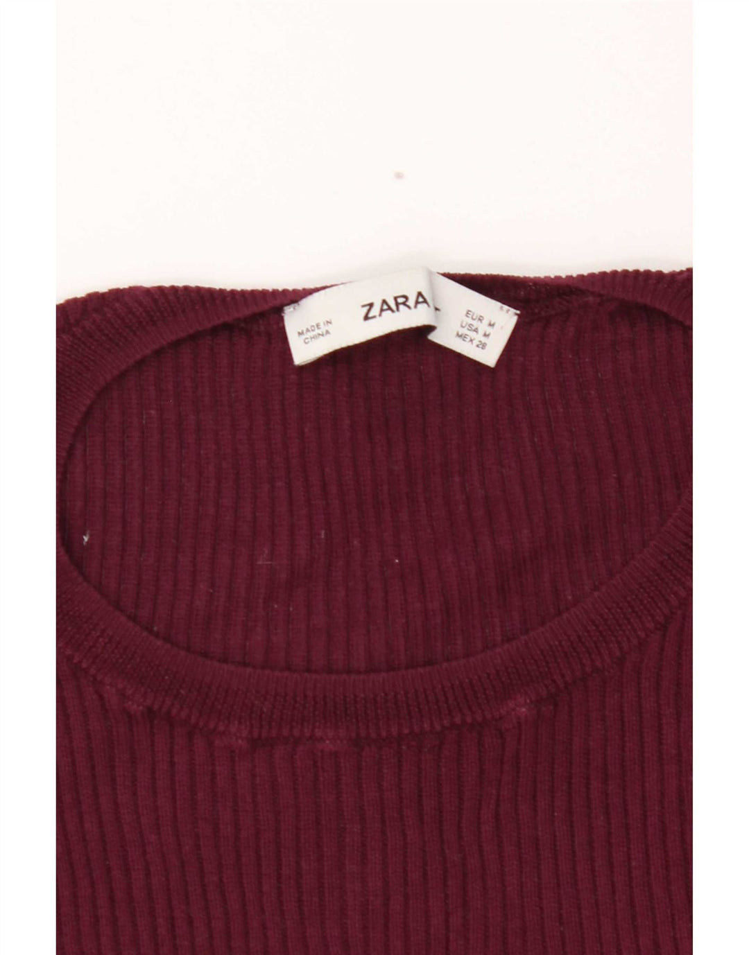 Zara Femme T-Shirt Top UK 12 Bordeaux Moyen