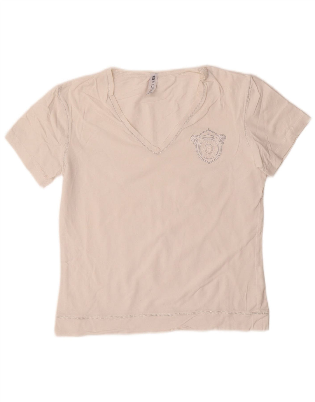 Trussardi Femme T-Shirt Graphique Top UK 12 Coton Blanc Moyen