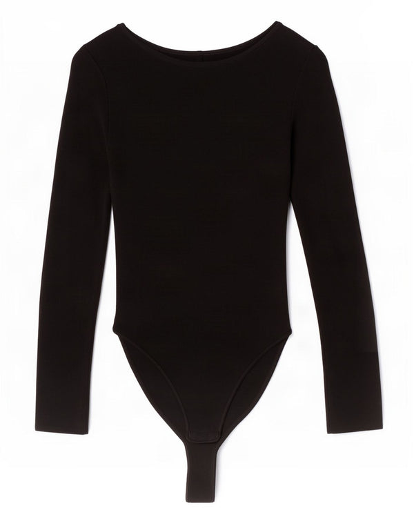 Zara Body à manches longues pour femme UK 8 Small Noir Polyamide