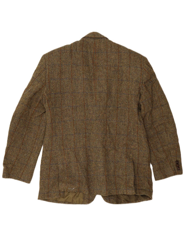 Harris Tweed Veste blazer à 2 boutons pour homme UK 40 Grand chevron vert