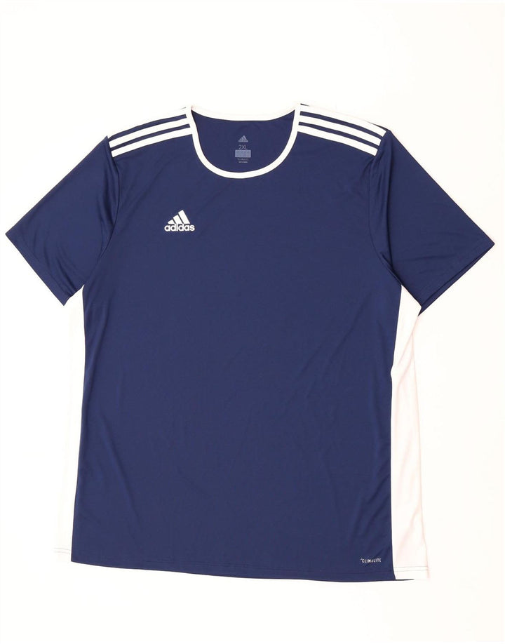 Adidas Climalite T-Shirt Top 2XL Bleu Marine Colorblock Polyester