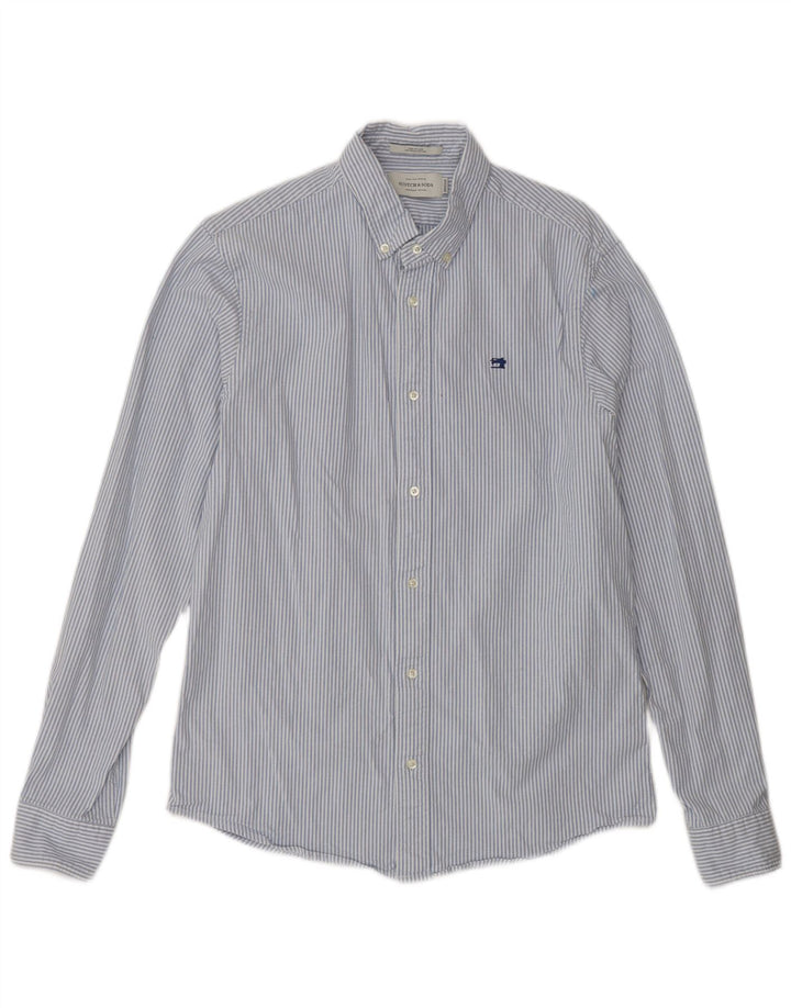 SCOTCH & SODA Chemise Homme Bleu Moyen à Fines Rayures en Coton